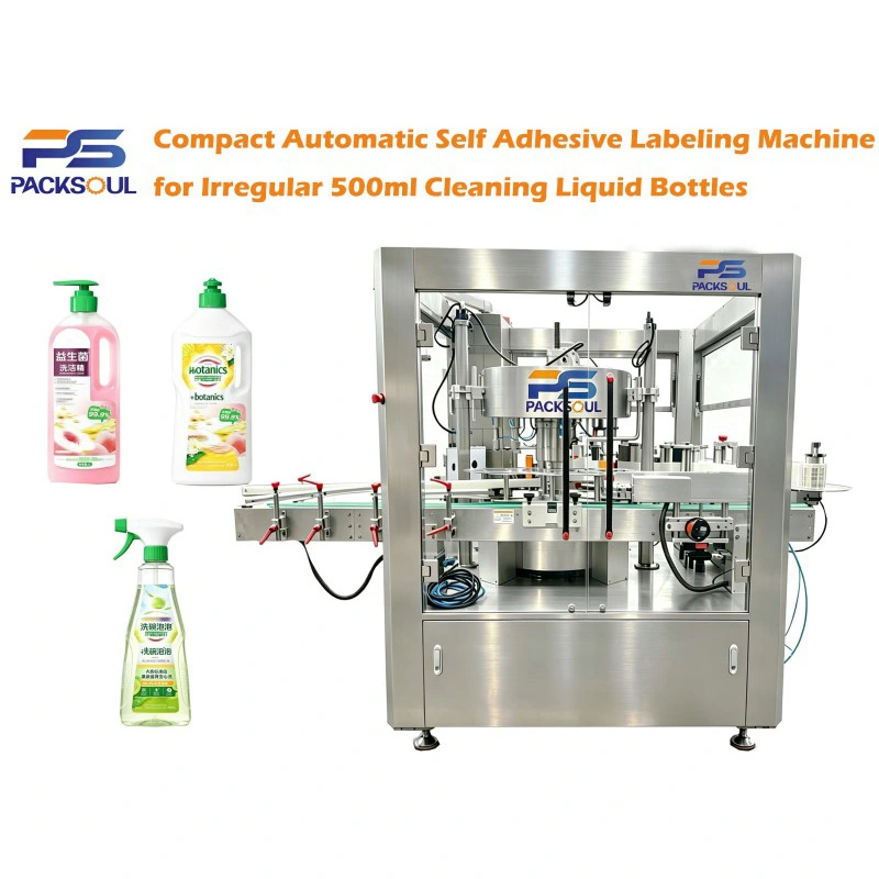 Hoe kan een etiketteermachine voor flessen met onregelmatige reinigingsvloeistof van 500 ml de etiketteringsnauwkeurigheid en productie-efficiëntie verbeteren