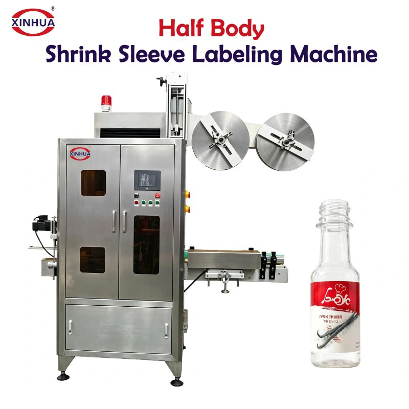 Etiketteermachine met halve body en krimpkous