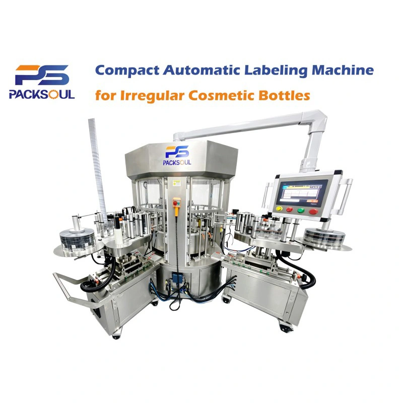 Onregelmatige etiketteermachine voor cosmetische flessen Onregelmatige etiketteermachine voor cosmetische flessen
