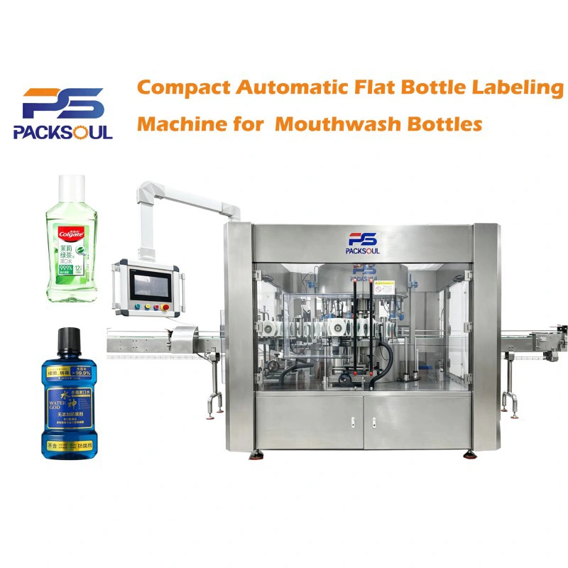 Mondwater platte fles etiketteermachine Mondwater platte fles etiketteermachine