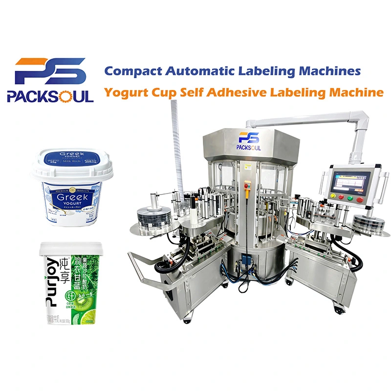 Etiketteermachine voor yoghurtbekers